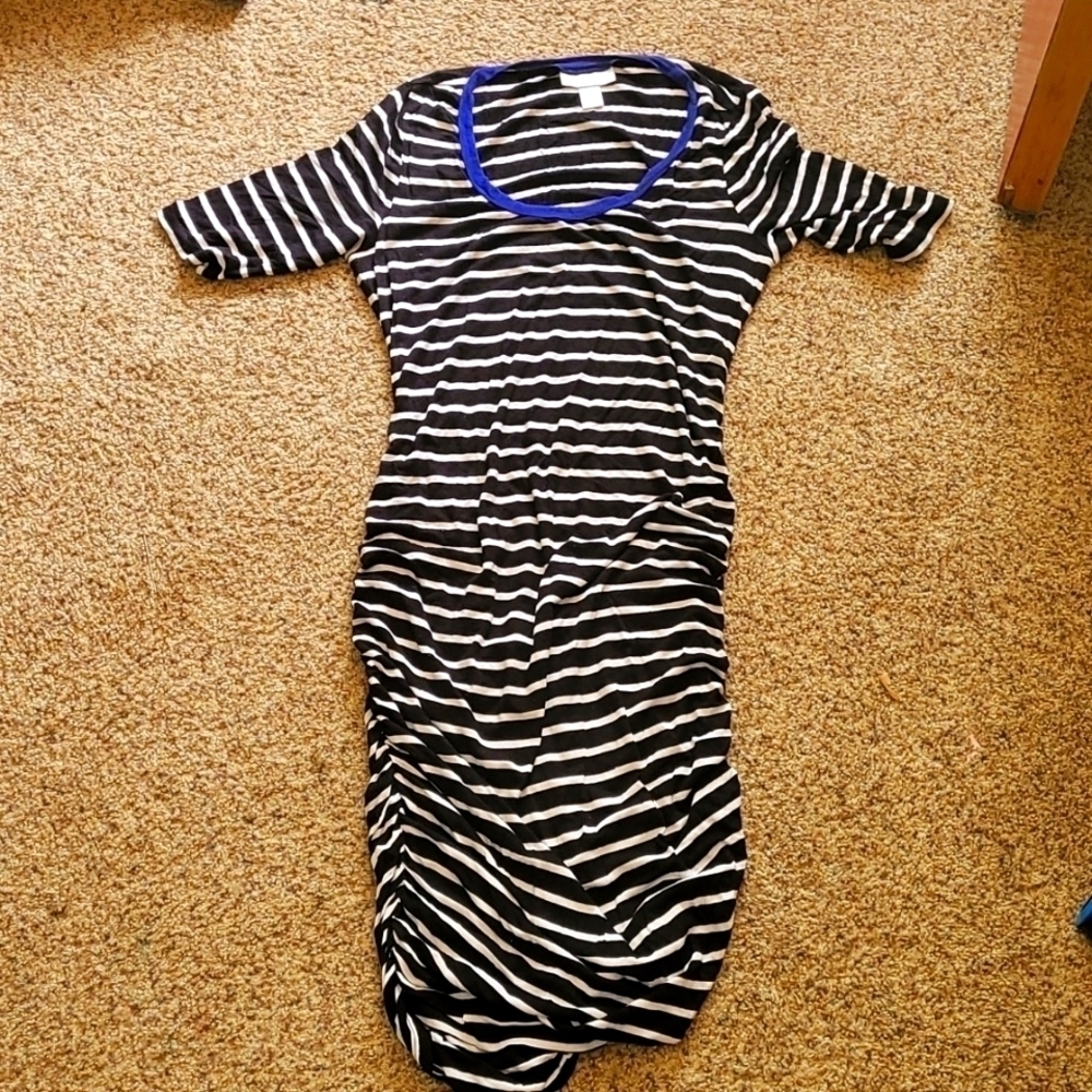 Motherhood Maternity medium black and white striped midi dress